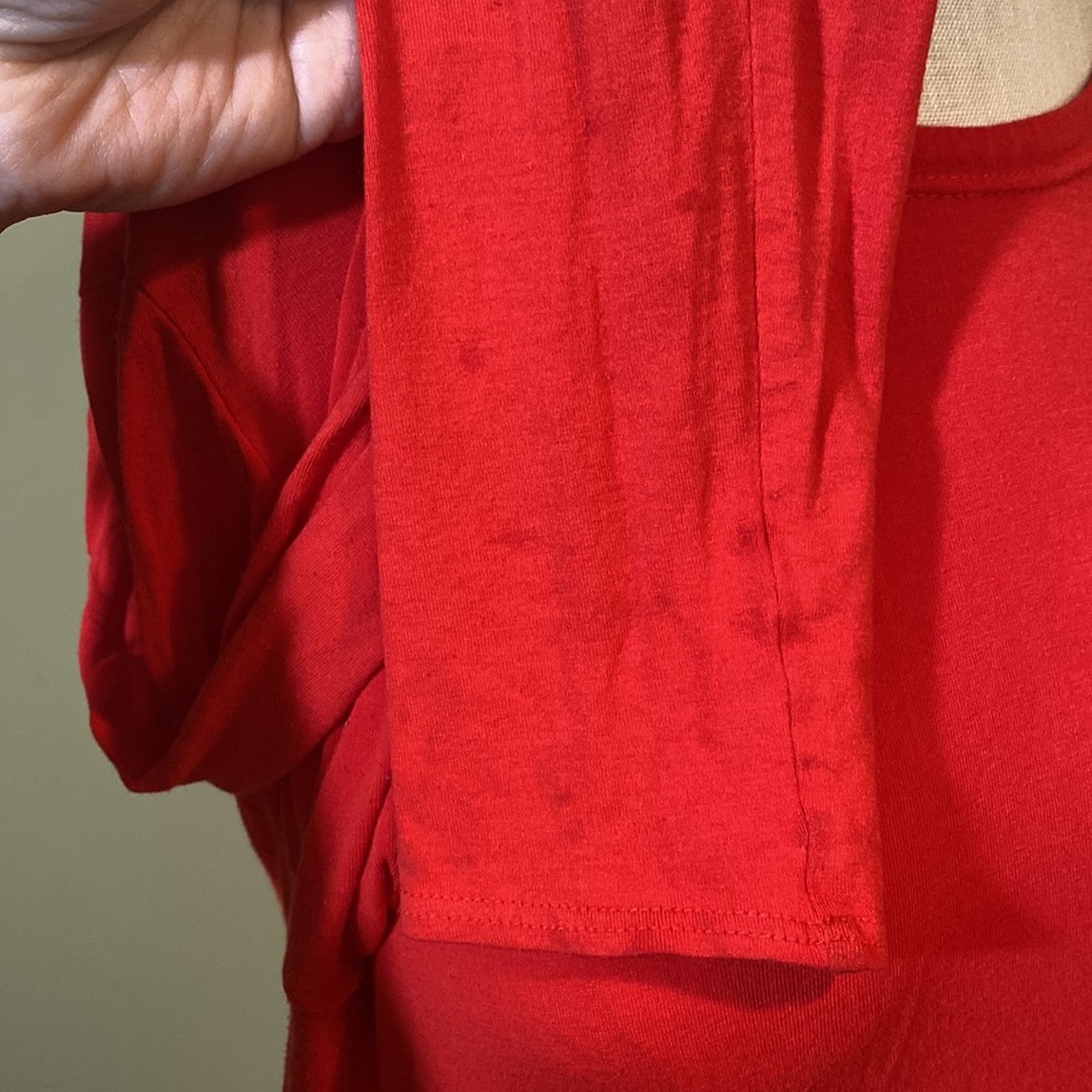 Eileen Fisher Long Sleeve Knit Tunic Top Shirttail Hem Petite Medium PM Red - Picture 8 of 12